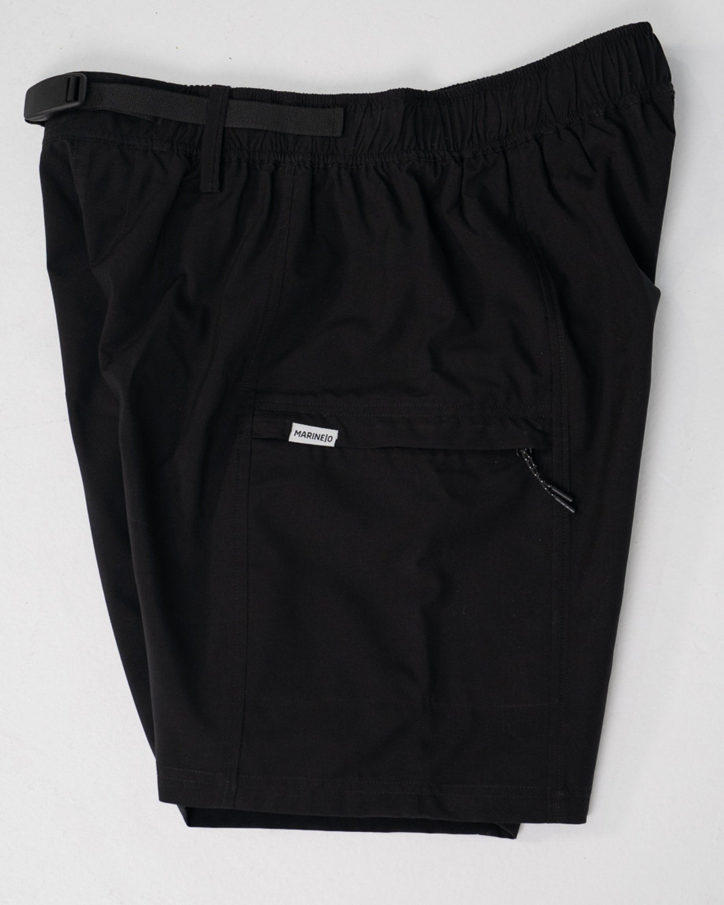 MARINE|O Merino Wool Walkshorts - lifestyle action shot, non-toxic plastic-free men's shorts
