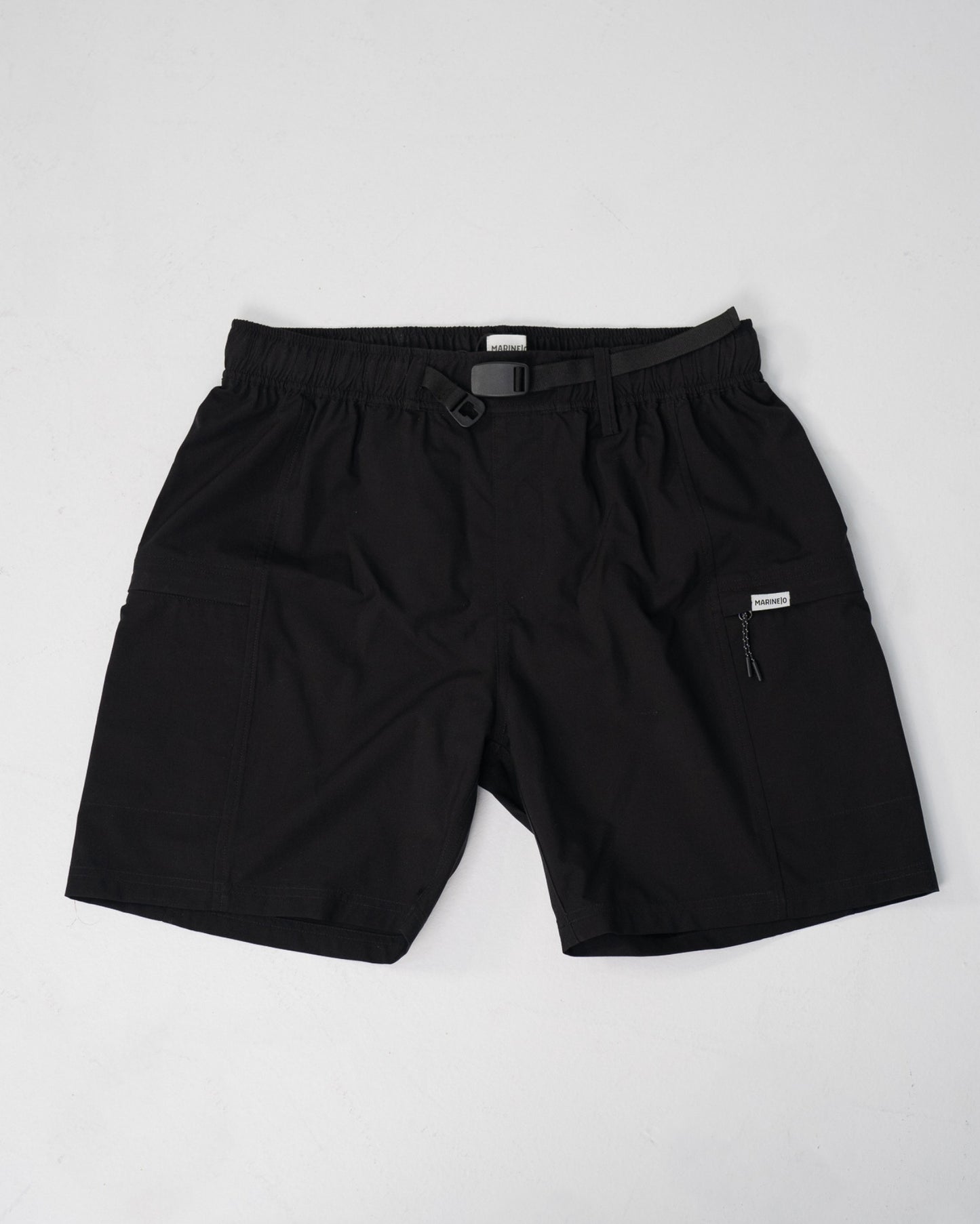 MARINE|O Merino Wool Walkshorts - adjustable buckle waistband detail, grosgrain belt
